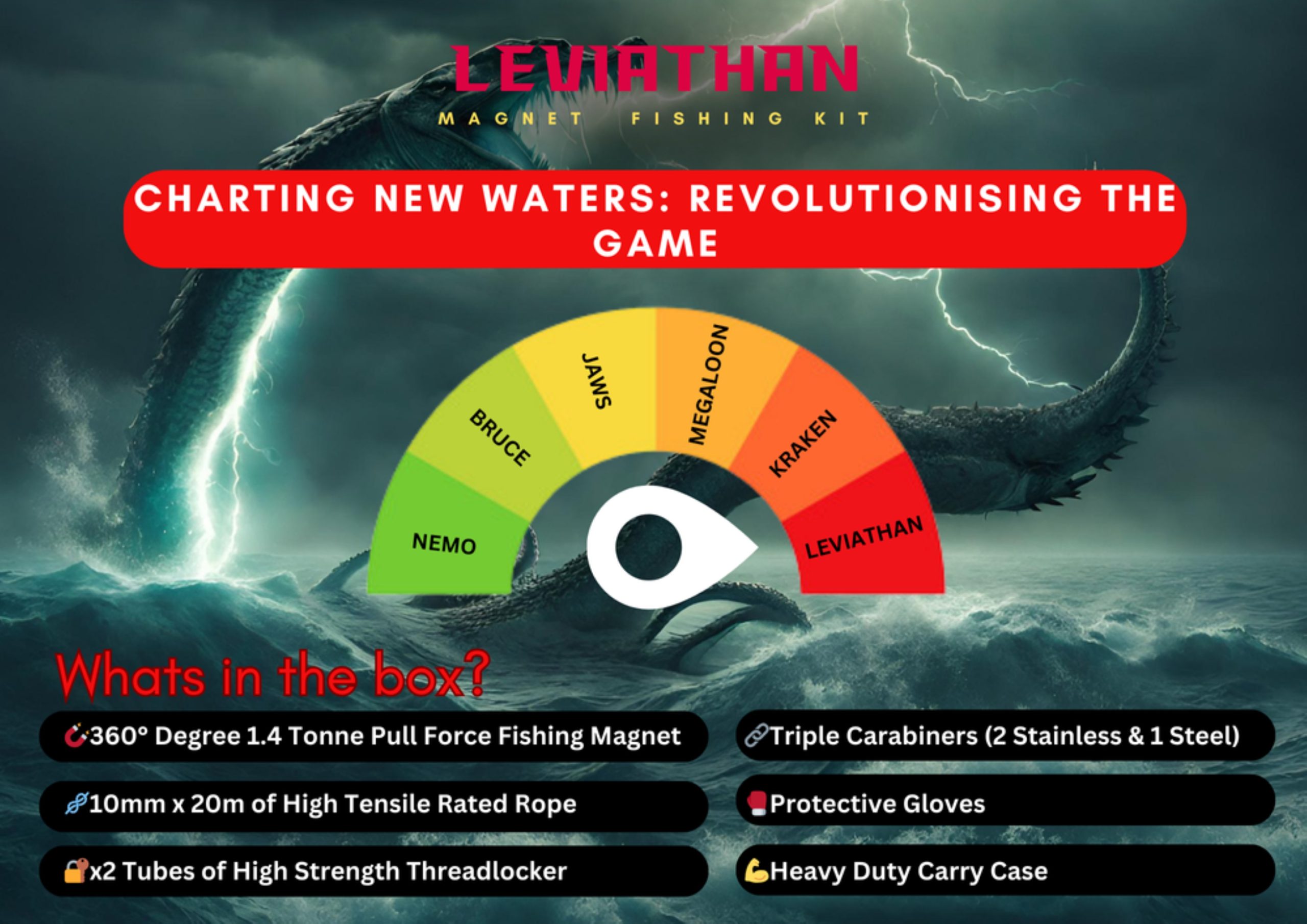 Great White Magnetics LEVIATHAN - 1.4 Tonne Legendary 360° Magnet Fishing Kit - Image 2
